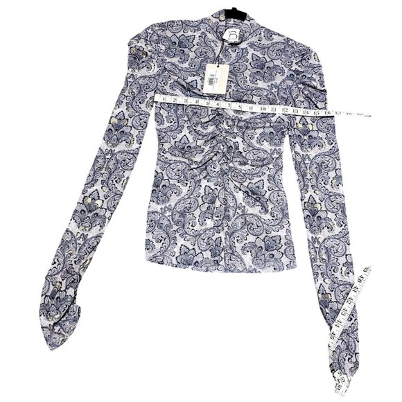 Bliss Ruched Mesh Turtleneck Blouse Small‎ - Picture 9 of 9